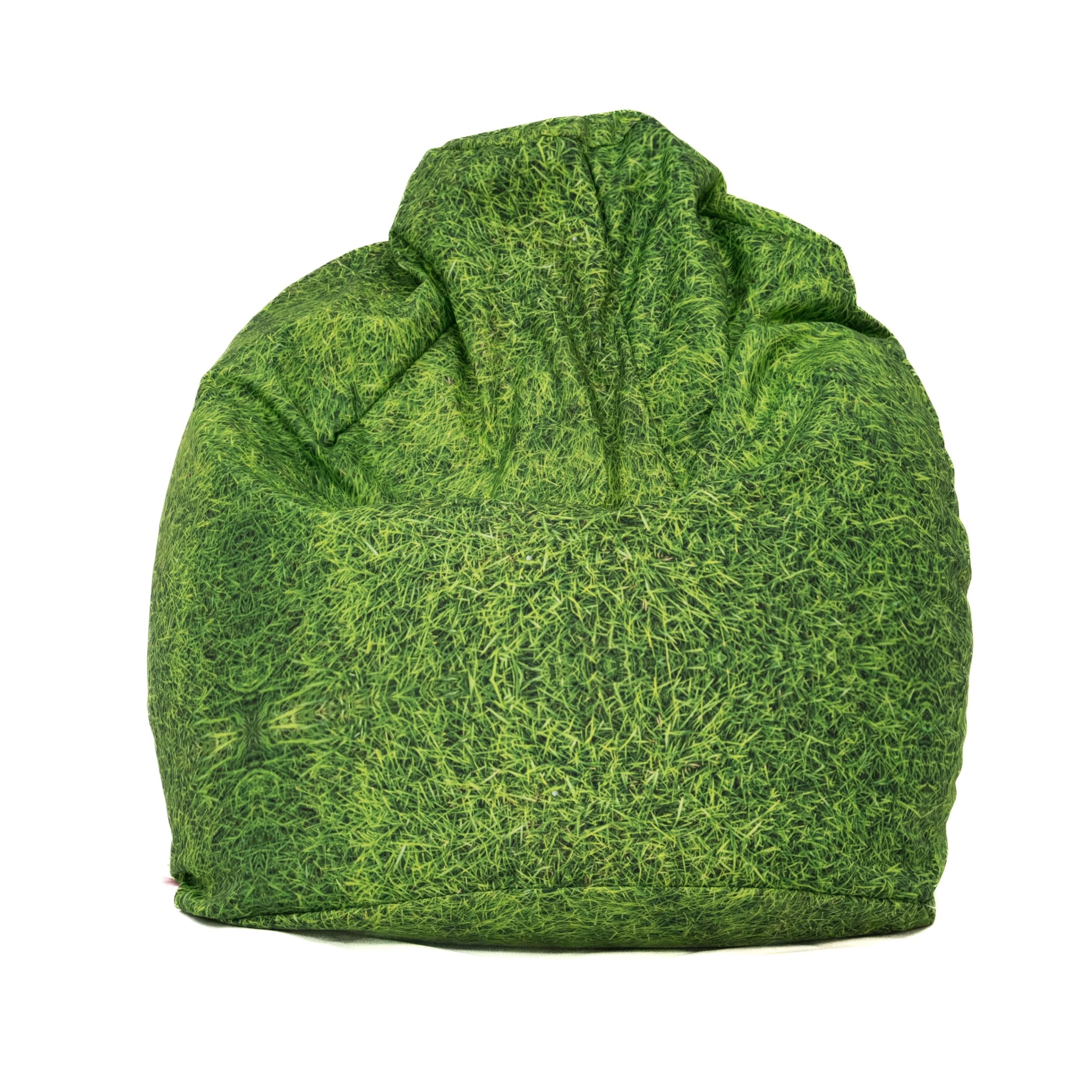 Grass-print bean bag with 100% polyester outer cover and removable liner.