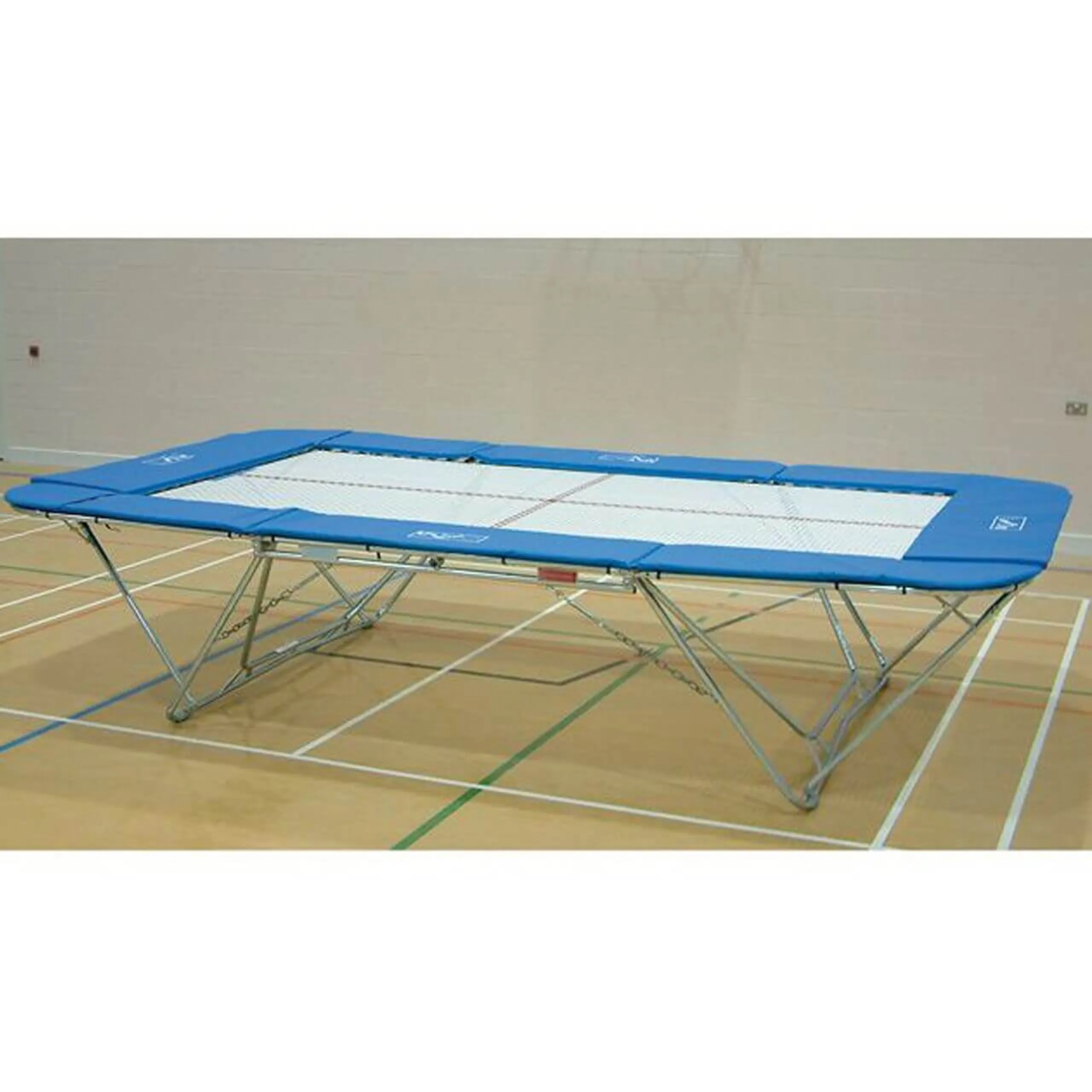 School Trampoline - 13mm Web - Lift/Lower Roller Stands