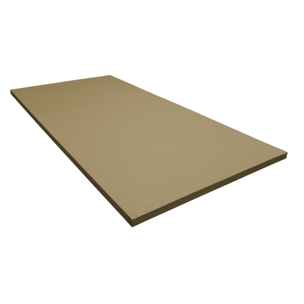 Tan rectangular training mat with smooth surface and thin profile on a white background.