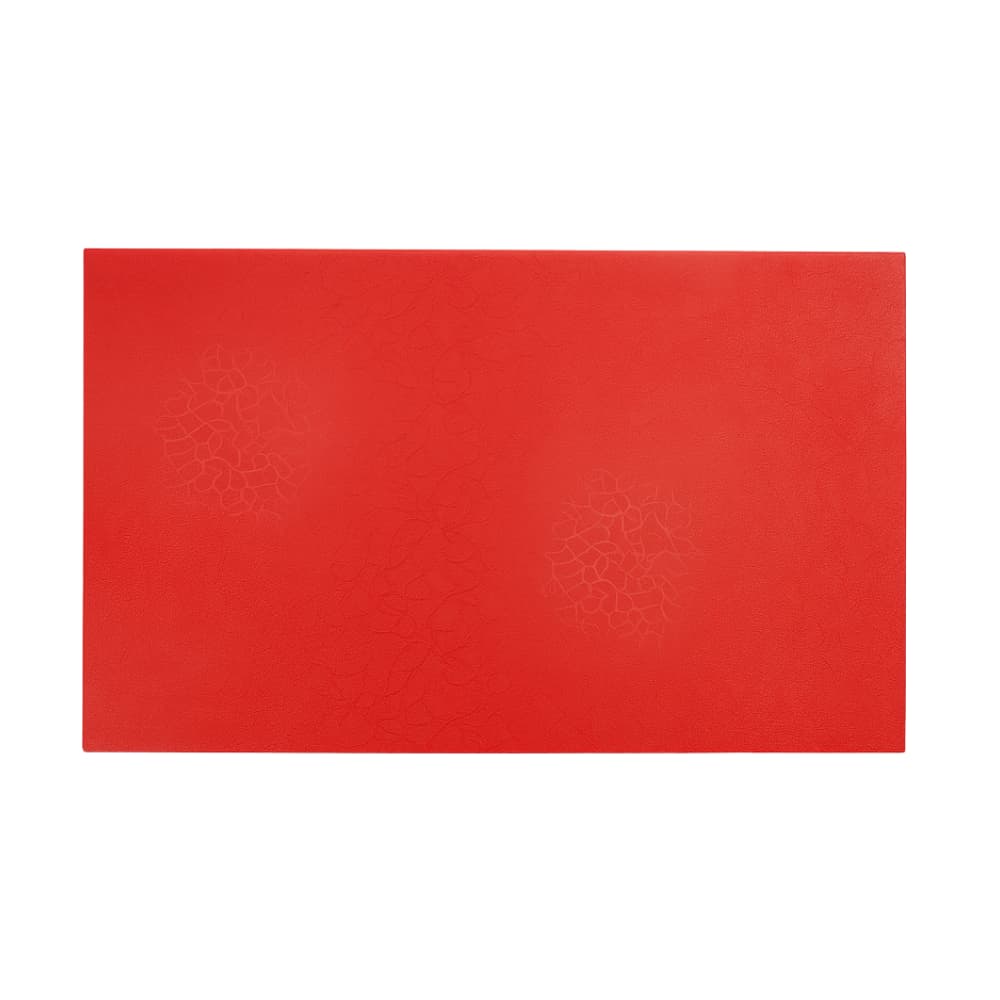 Red competition-grade foam mat with subtle tatami-style textured surface.